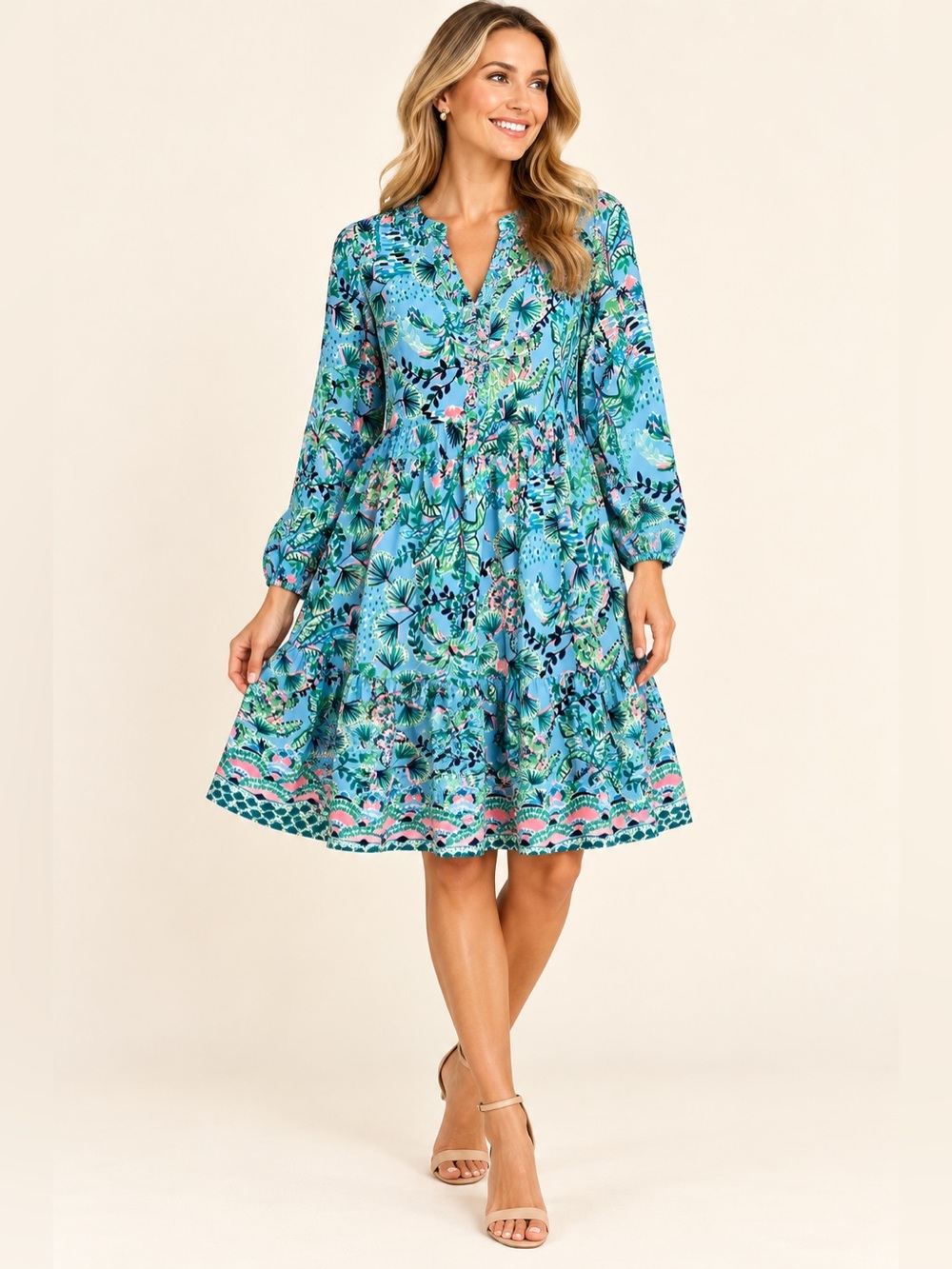 Lilly Pulitzer Tropical Blue and Pink Dress